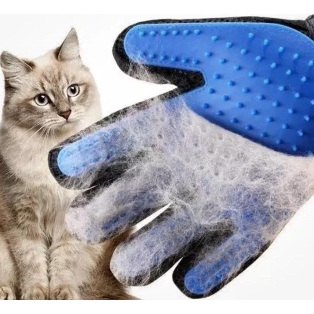 Pet Grooming Gloves for Dogs Cats Blue Brush & Gloves Set NEW Nomoypet